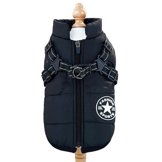 Dog Coat Waterproof Winter Jacket with Built-In Harness – Warm Fleece Lined Zip Up Raincoat
