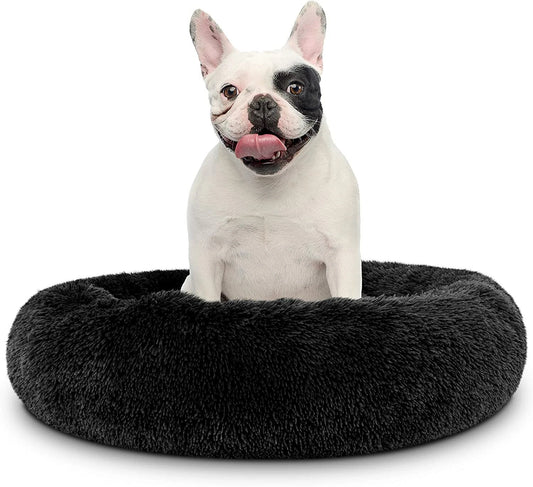 Calming Donut Soft Plush Pet Bed – Anti-Anxiety Faux Fur Cushion for Pet's Joint Support
