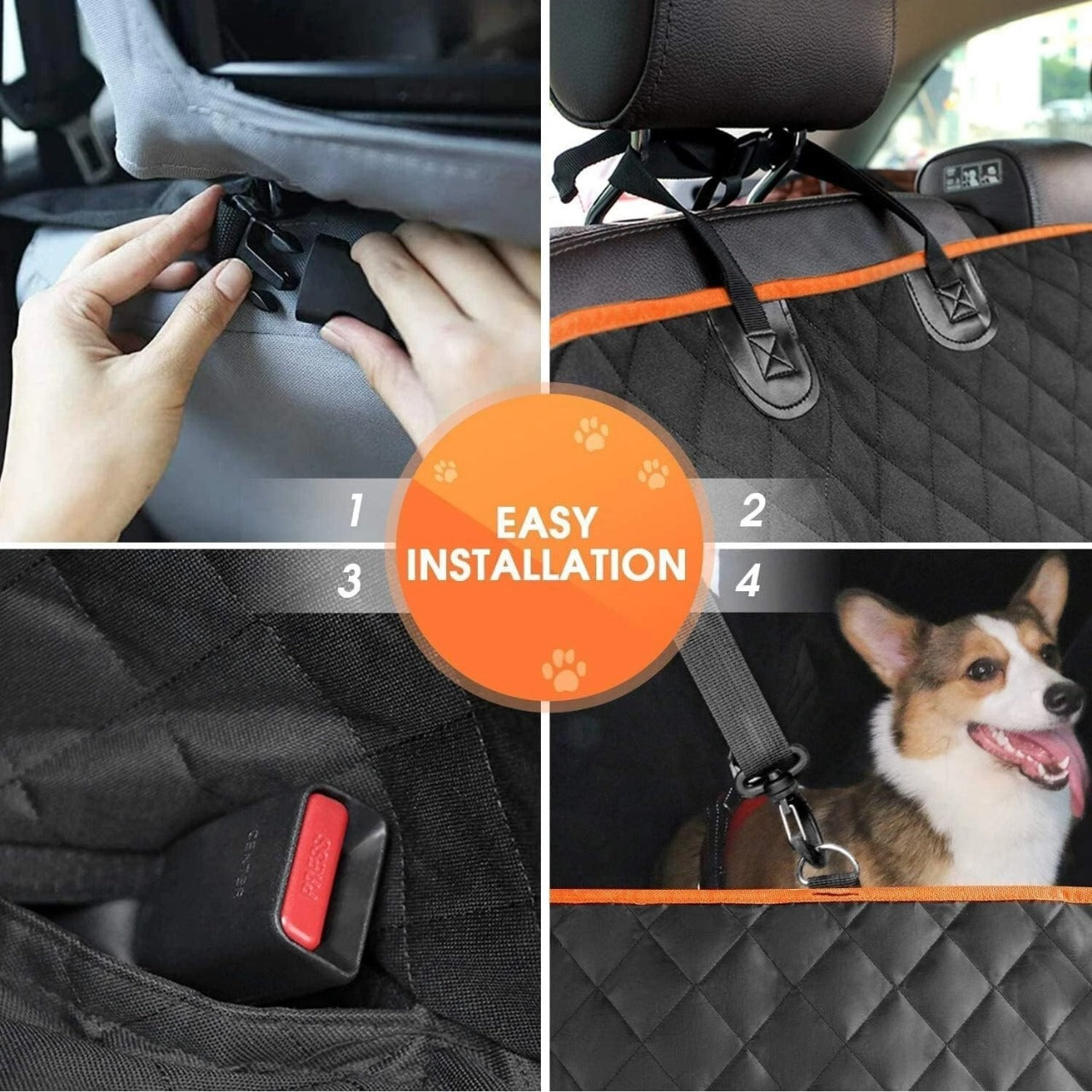 Dog Car Seat Cover Pet Back Seat Hammock Safety Protector Waterproof Non Slip