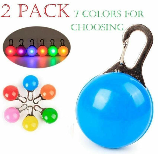 2x LED Dog Collar Light Clip-On Pet Pendant | High Visibility Flashing Night Walking Glow Tag for Dogs and Cats