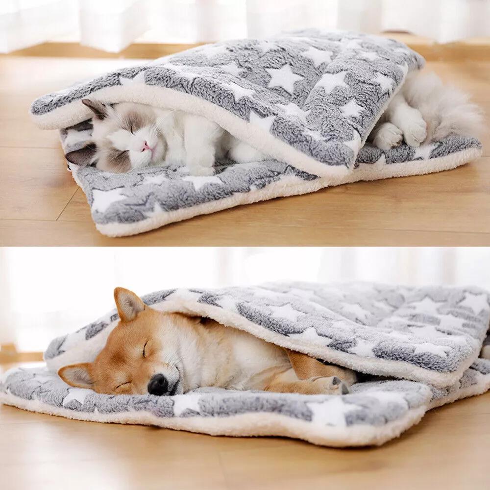 Soft Fleece Pet Blanket Mat for Dogs and Cats | Warm Double-Thick Flannel Non-Slip Washable Pad