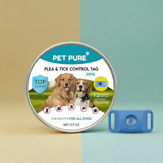 PetPure™ – 12-Month All-Natural Flea & Tick Protection Tag for Dogs