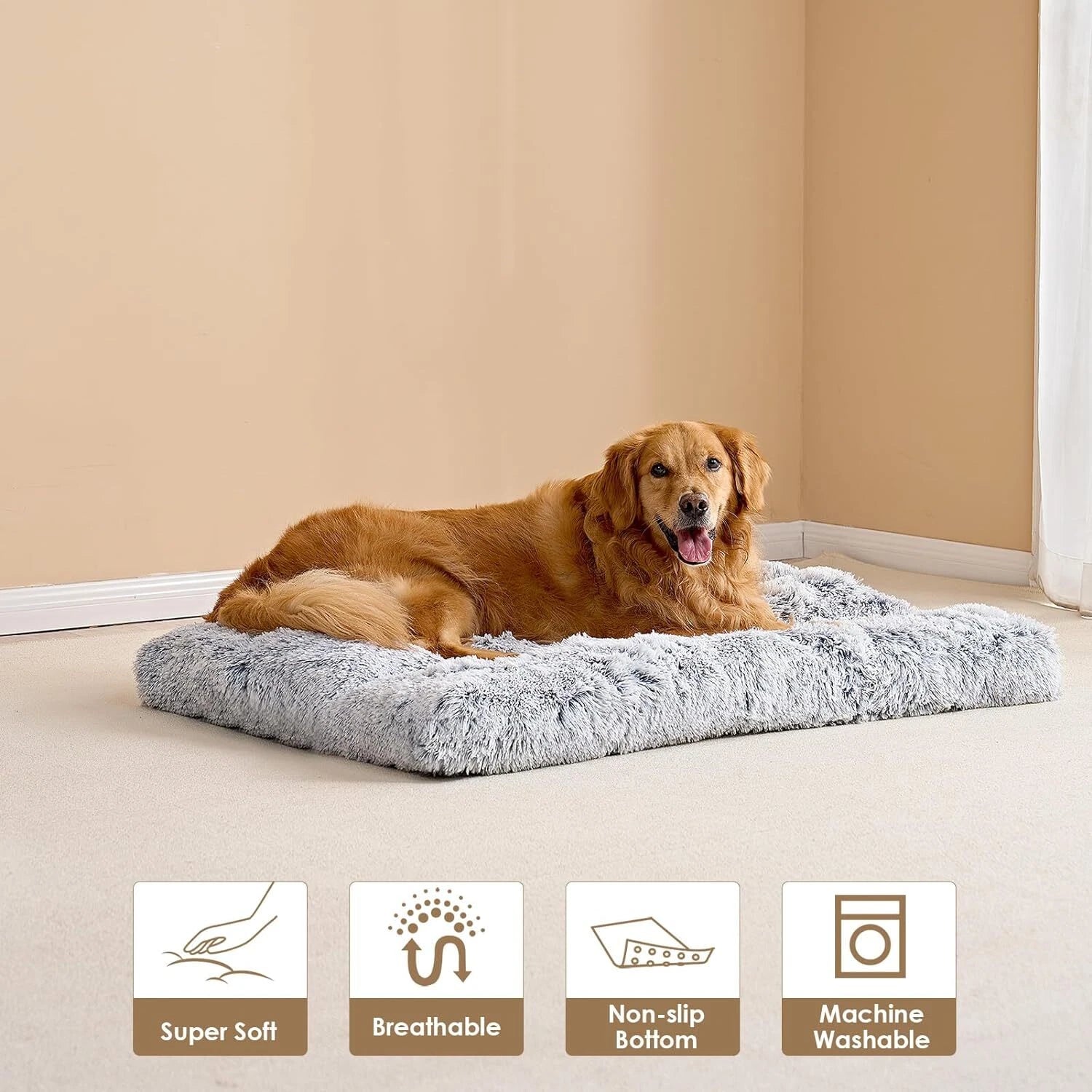 Soft Calming Plush Pet Bed Cushion | Ultra-Soft Dog & Cat Mattress Washable Plush
