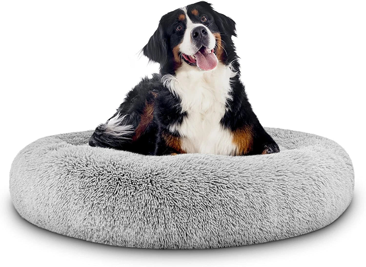 Calming Donut Soft Plush Pet Bed – Anti-Anxiety Faux Fur Cushion for Pet's Joint Support