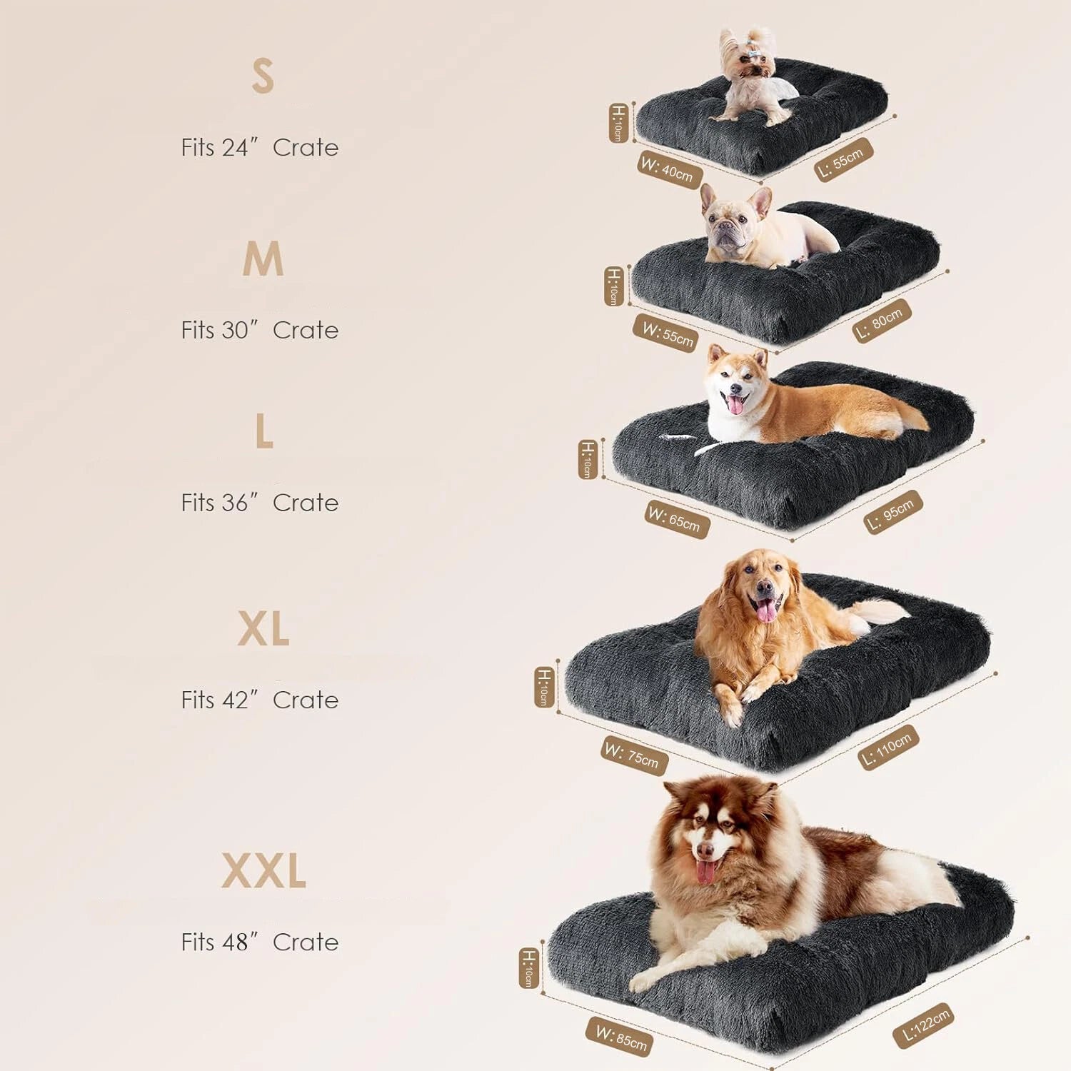 Soft Calming Plush Pet Bed Cushion | Ultra-Soft Dog & Cat Mattress Washable Plush