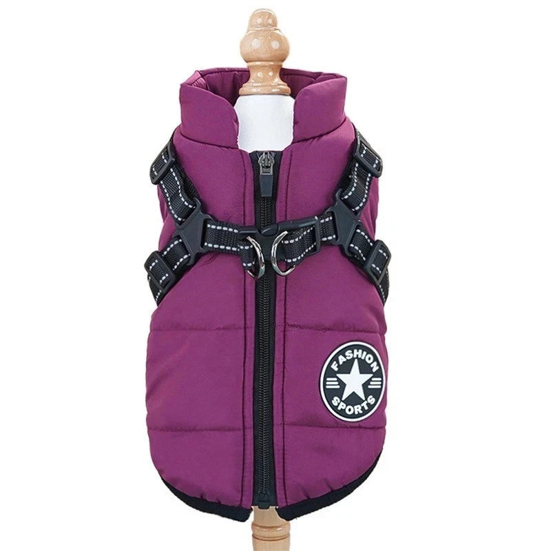 PetPure Waterproof Winter Dog Coat with Built-In Harness