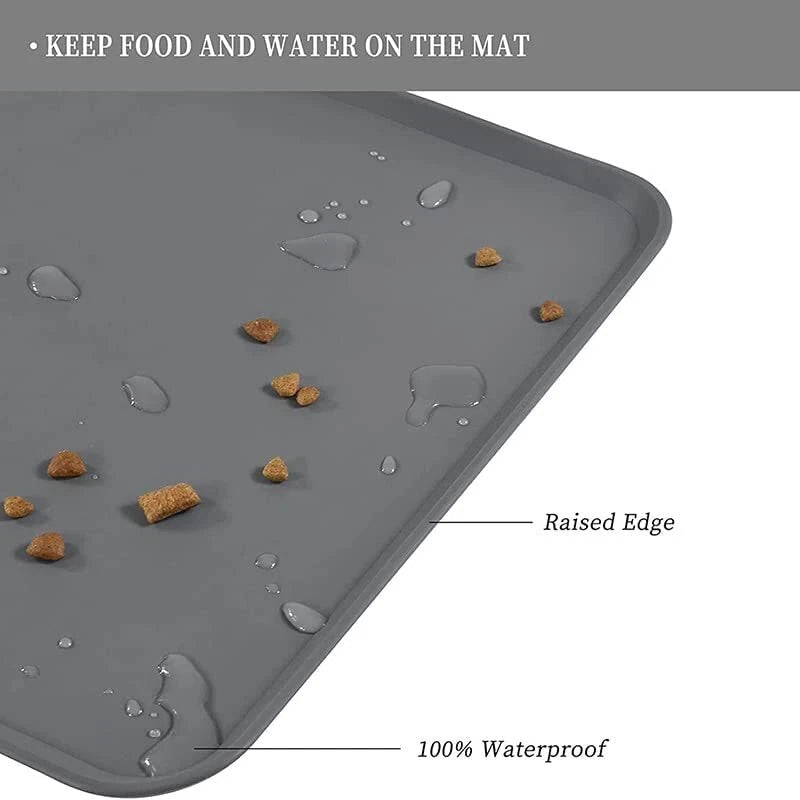 Silicone Pet Feeding Mat – Waterproof Non-Slip Food & Water Bowl Placement Tray for Dogs & Cats