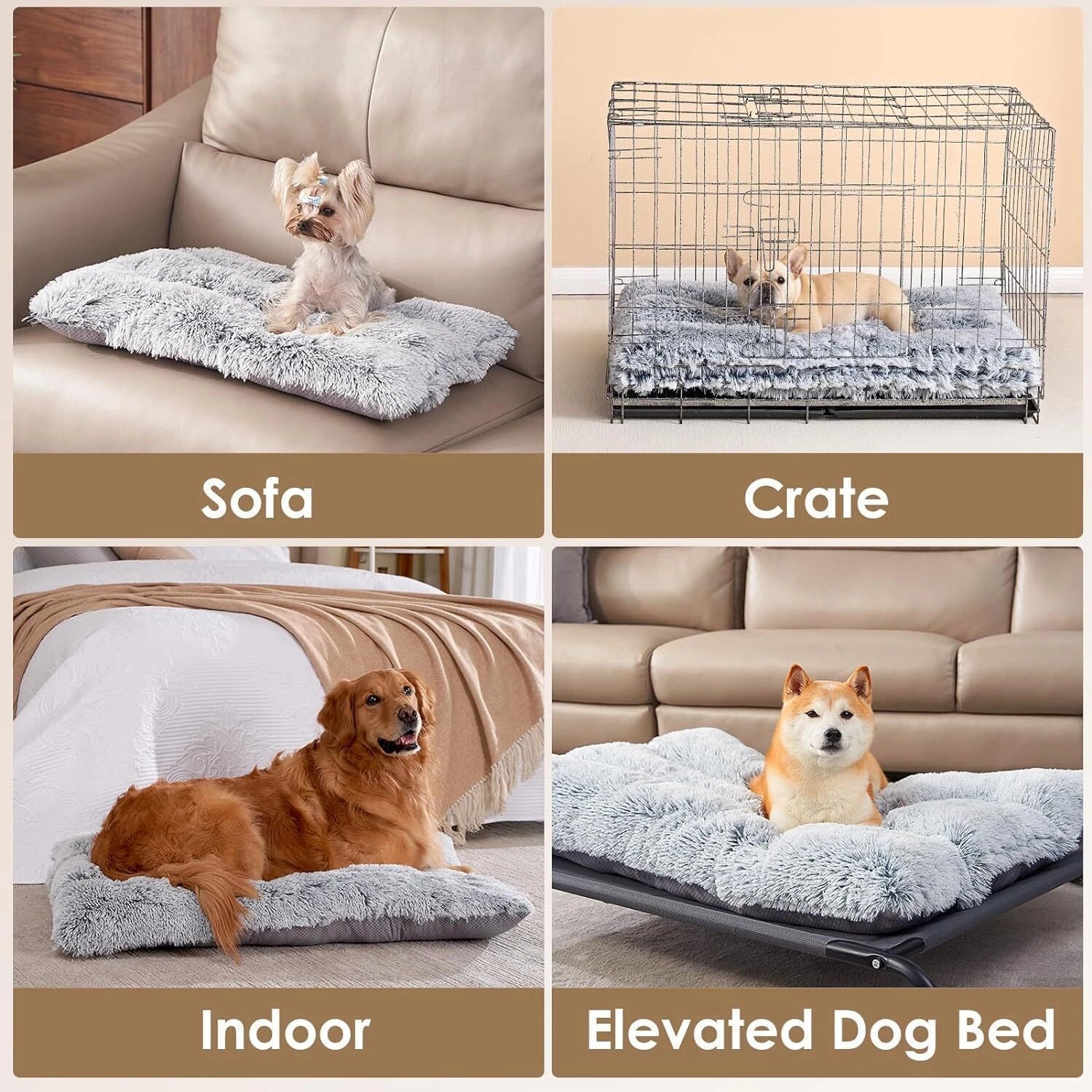 Soft Calming Plush Pet Bed Cushion | Ultra-Soft Dog & Cat Mattress Washable Plush