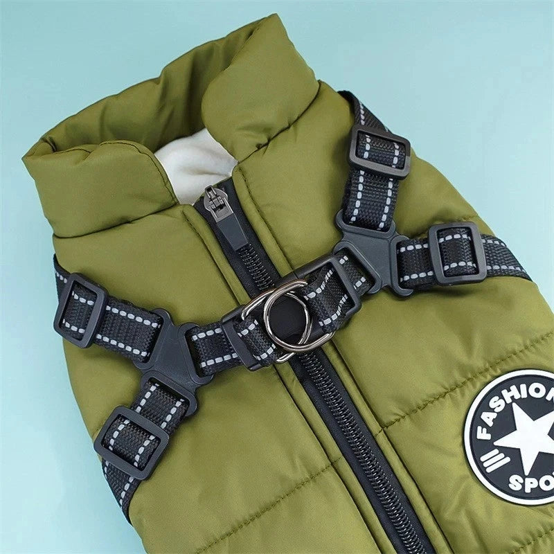 PetPure Waterproof Winter Dog Coat with Built-In Harness