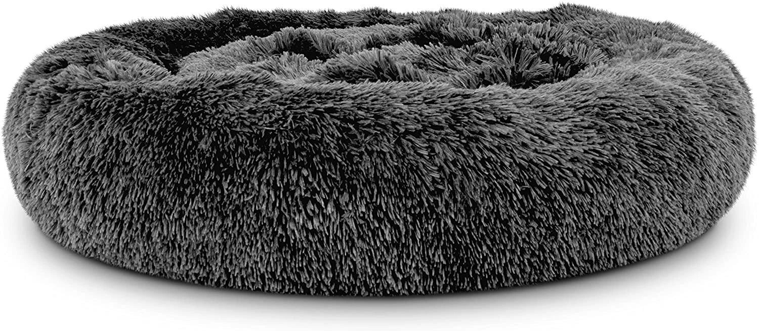 Calming Donut Soft Plush Pet Bed – Anti-Anxiety Faux Fur Cushion for Pet's Joint Support