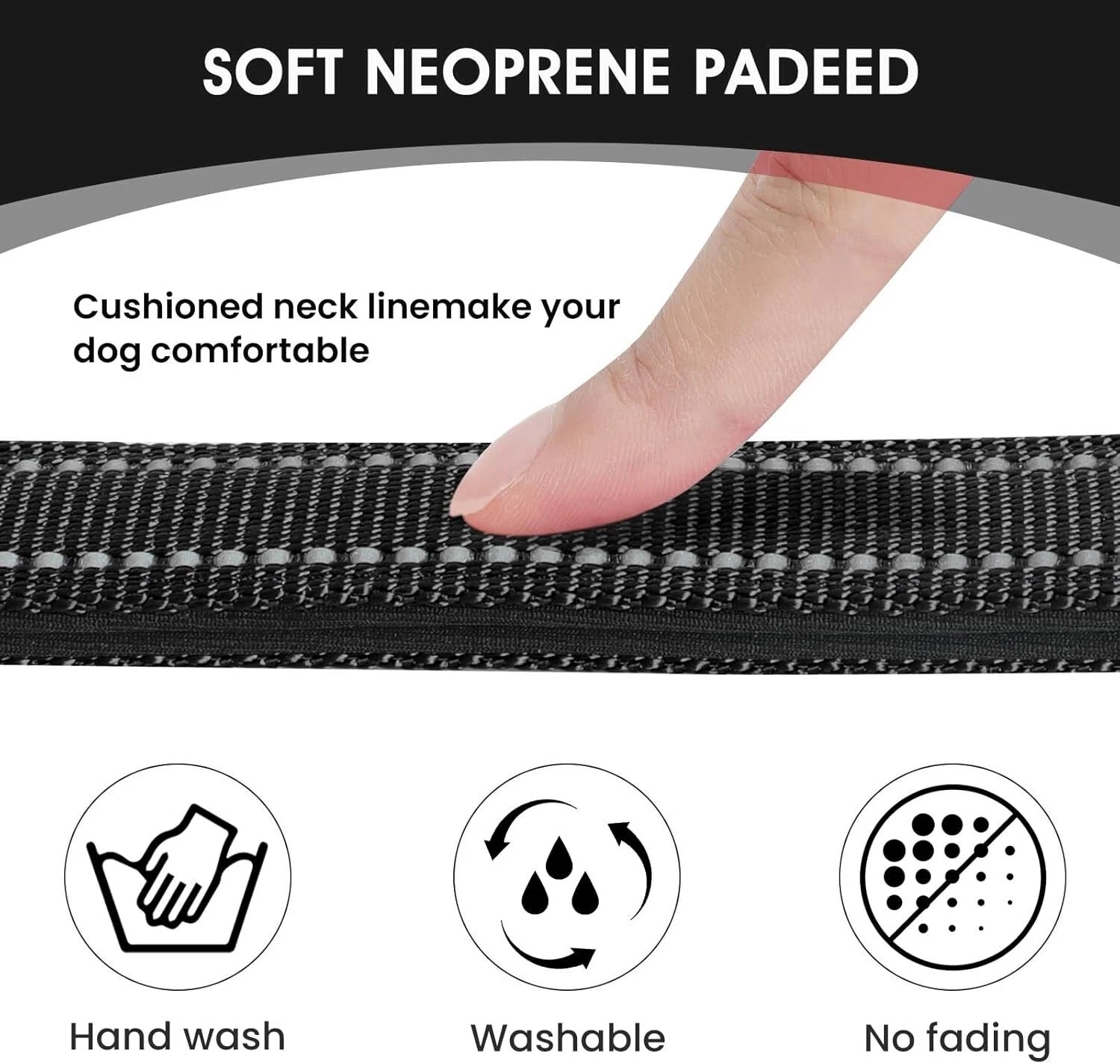 Reflective Dog Collar | Adjustable Soft Neoprene Padded Comfortable Safety Collar Pets