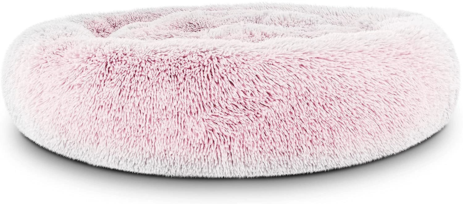 Calming Donut Soft Plush Pet Bed – Anti-Anxiety Faux Fur Cushion for Pet's Joint Support