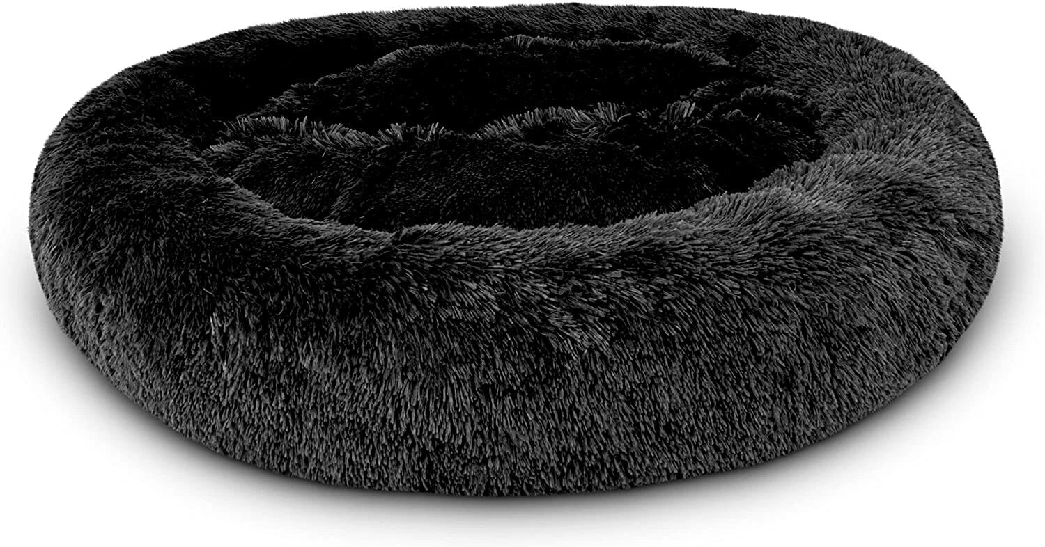 Calming Donut Soft Plush Pet Bed – Anti-Anxiety Faux Fur Cushion for Pet's Joint Support