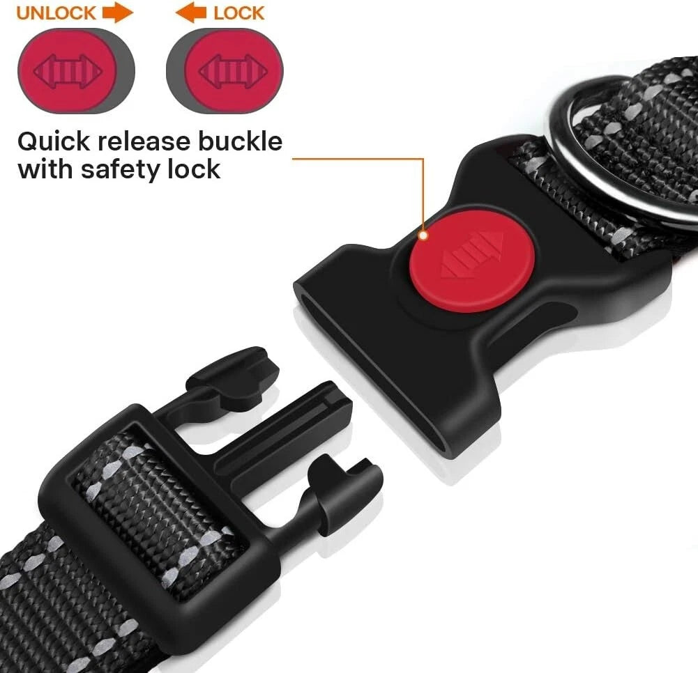 Reflective Dog Collar | Adjustable Soft Neoprene Padded Comfortable Safety Collar Pets