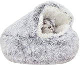 Ultra-Soft Calming Pet Bed – Cozy Hooded Igloo Cave for  Cats, Kittens & Small Dogs